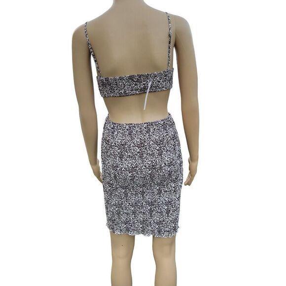 Blush BJ Women Floral V-Neck Spaghetti Strap Dress Summer  Cut-Out Brown & Cream - Picture 9 of 12